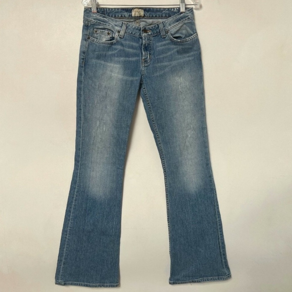 BKE Bootcut Low Rise Jeans Medium Wash Buckle Denim Stretch Womens Size 30 Long